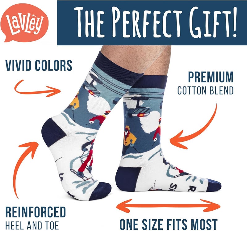 Lavley Ski Socks - Funny socks for skiers and snowboarders - Unisex novelty gift - Great for birthdays or holidays - Image 2